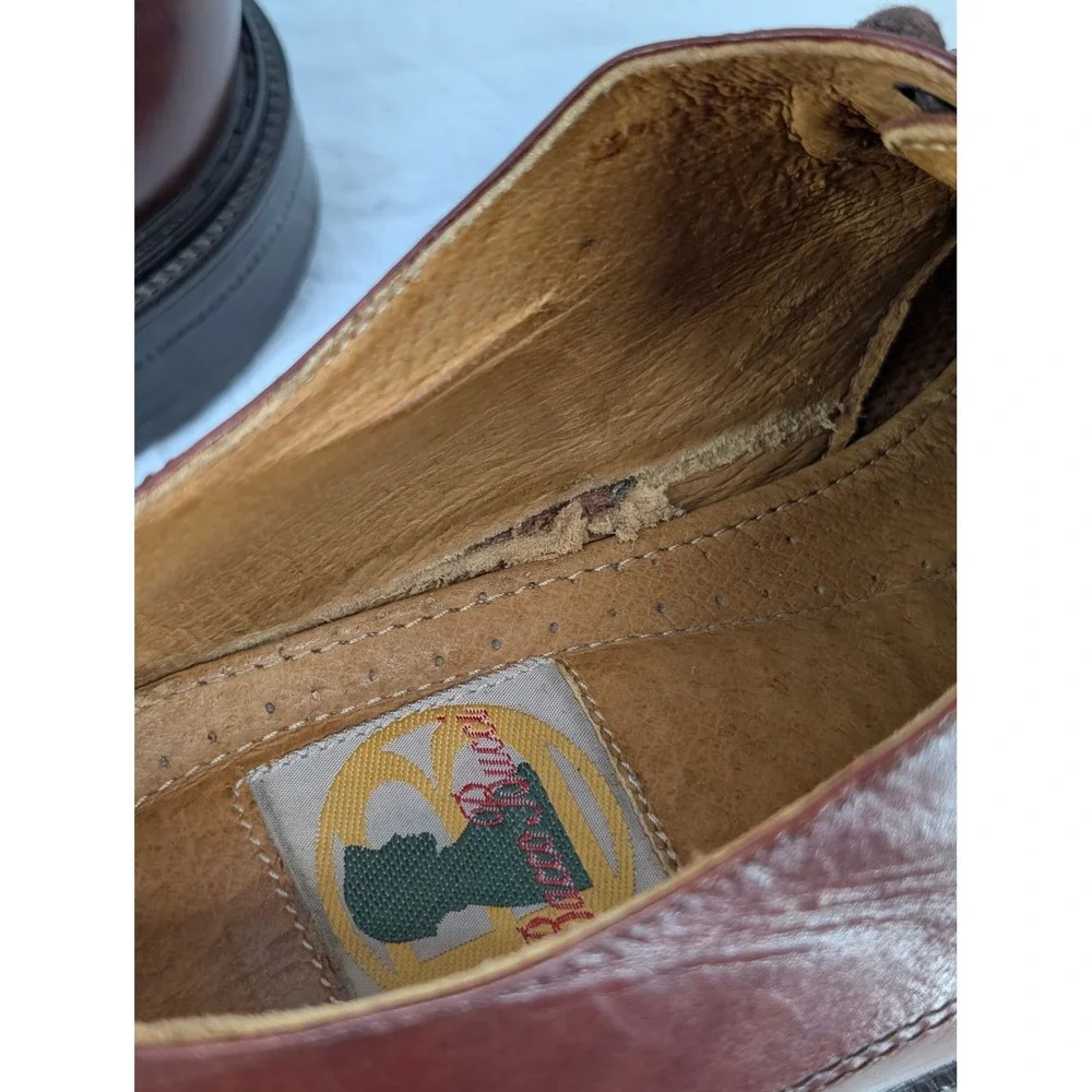 Bacco Bucci Mondial Mens Brown Leather Cap Toe Derby Oxford Shoes Italy Sz 9.5